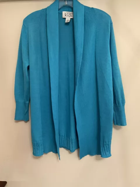 EUC AUTUMN CASHMERE Cotton Kids Blue Cardigan Sweater, Sz 12