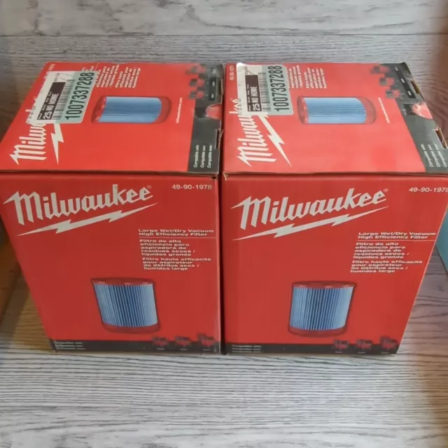 Milwaukee 49-90-1978 Large Wet/Dry Vacuum High Efficiency Filter Lot Of 2