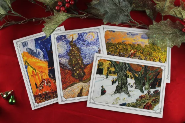 Beautiful Vincent van Gogh Based 4 Card Set Holiday Christmas Greeting Cards