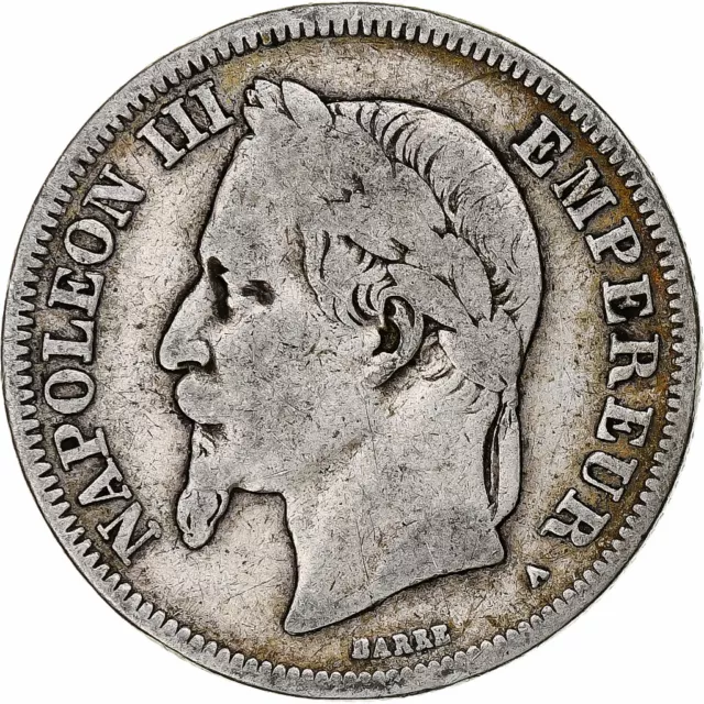 [#1210268] France, Napoleon III, 2 Francs, 1869, Paris, Silver, VF, Gadoury:527