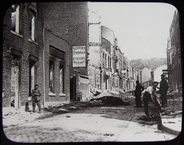Glass Magic Lantern Slide LOOTING HOUSES AT VISE BELGIUM WW1 PHOTO WORLD WAR ONE