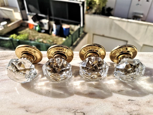 4 VINTAGE KNOBS DRAWER - CUT CRYSTAL  ( Glass ) - Furniture - HANDLES - 45 mm