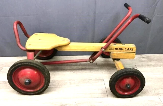 VINTAGE ANTIQUE RADIO FLYER ROW-CART PEDAL CAR Red Push / Pull and Go
