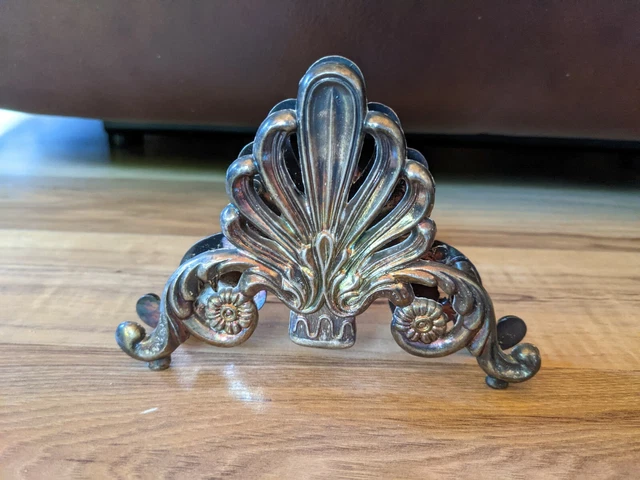 Vintage Brass Metal Ornate Card Mail Holder
