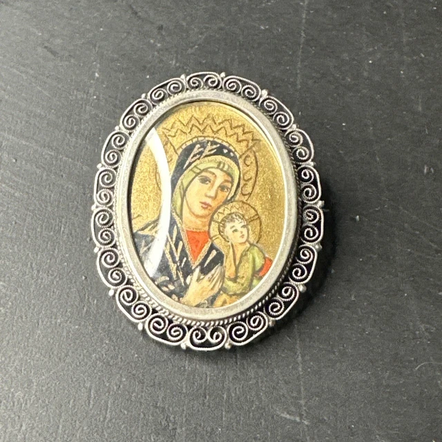 Grande broche ancienne pendentif Art Nouveau 1900 argent massif et Grande broche ancienne pendentif Art Nouveau 1900 argent massif et