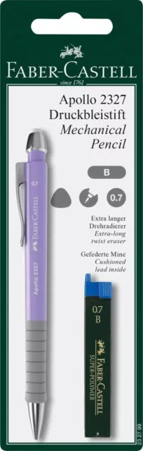 Faber-Castell Apollo Mécanique Crayon - 0.7mm+B Câbles - Assortiment de Couleurs