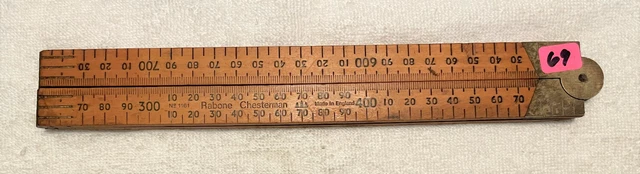 Vintage RABONE CHESTERMAN #1161  Boxwood & Brass Folding Ruler 100 cm  069
