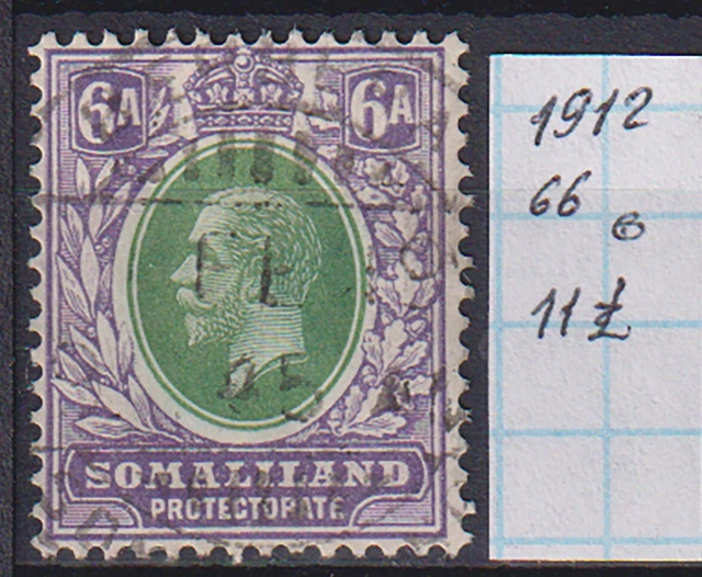 Somaliland 1912 GV 6a SG#66 - 11£ Used Scarce & Rare!