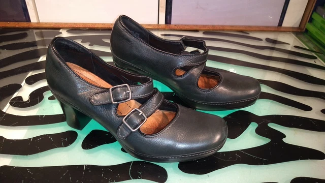 Clarks Artisan Block Heel Mary Jane Womens Shoes Size 8.5 Good Cond Dark Gray