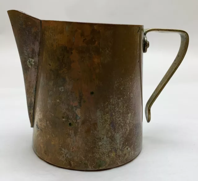 Vtg Douro B&M Small Creamer Syrup Pitcher Copper Brass Handle Made In Portugal
