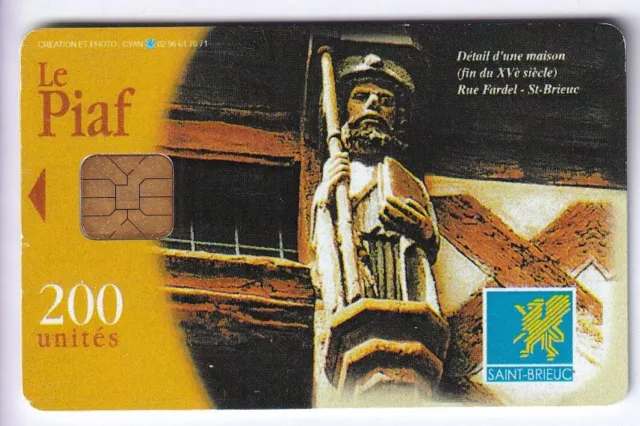 Piaf Parking Carte / Card .. Saint Brieuc 200U Sc7 Art V° Blanc Chip/Puce