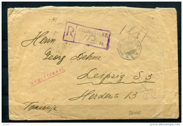 Lithuania 1927 Registered cover Kaunas to Leipzig Germany Airmail lot 101 2