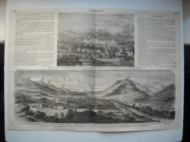 Gravure 1864. Troubles Province D’oran. Combat General Jollivet Contre Si-Lalla.