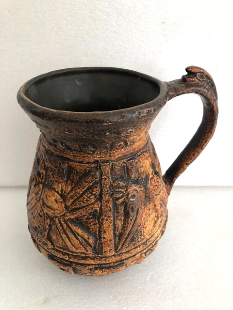 Pichet carafe vintage JASBA céramique décor oiseaux fat lava Allemagne 60s