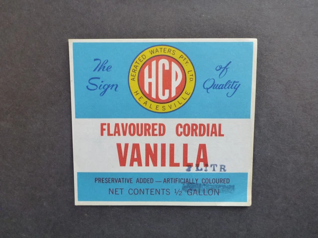 VINTAGE DRINK LABEL- Healesville, Vic Hcp- Vanilla $6.00 - PicClick AU