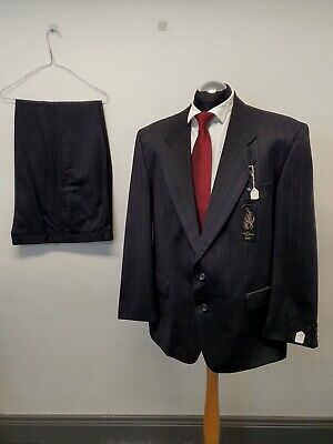 The Label Suit 2Pc Grey Stripes Pure New Wool 46R Trs W40 L30 Bnwt