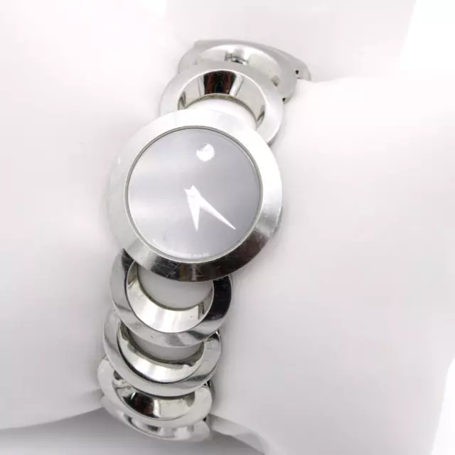 Movado Museum Dial Black Wristwatch Quartz Ladies Chain Link Bracelet Nr Wb1-10