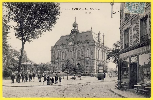 cpa IVRY sur SEINE La MAIRIE CAFÉ de l'Hôtel de Ville Albert PION 37e RI in NANCY
