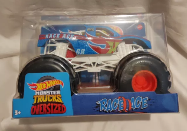 Hot Wheels Monster Trucks Oversized Race Ace 1:24 Scale Die-Cast Toy Truck