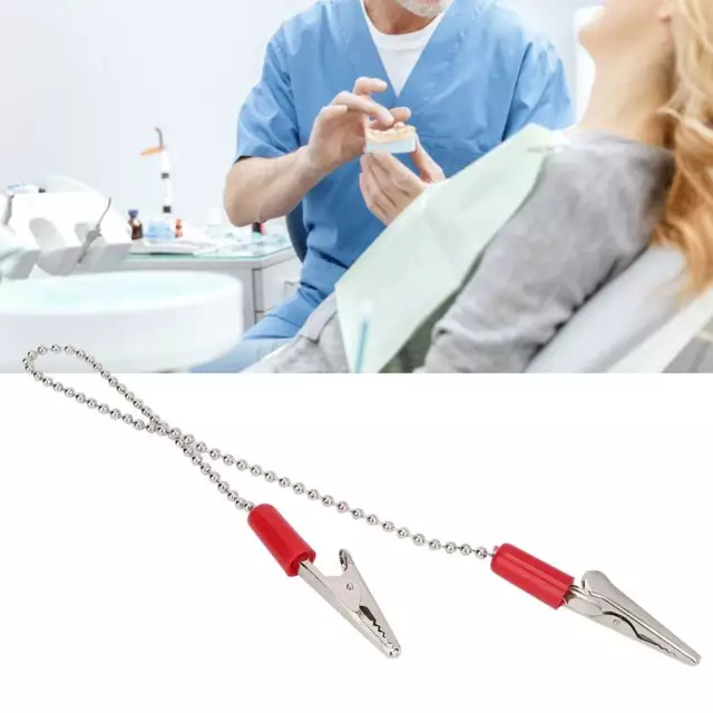 (Red)5x Dental Lab Bib Clip Napkin Holder With Flexible Steel Ball Chain XAA