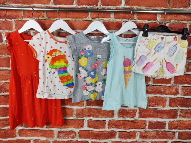 GIRLS BUNDLE AGE 4-5 YEARS H&M NEXT etc DENIM SHORTS TOP T-SHIRT DRESS SET 110CM