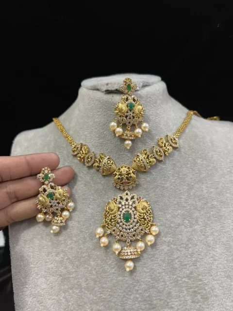 A Neuf Desine Bollywood Indien Mariage Fête Zircone Collier Ensemble Femme AC-41