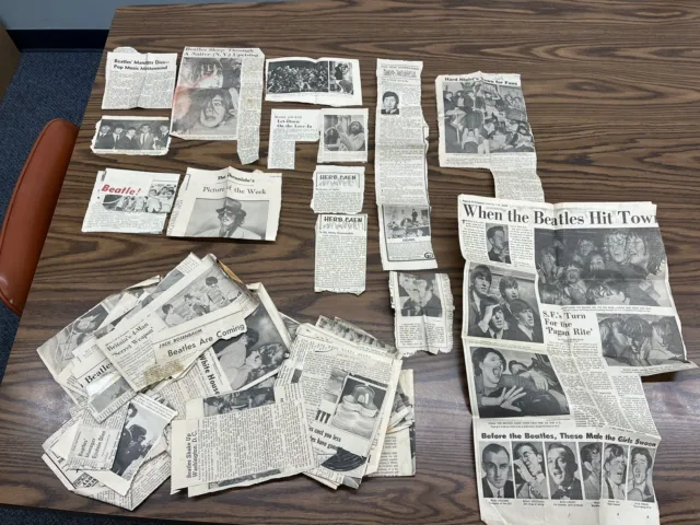 Huge Beatles Newsprint Newspaper CLIPPINGS Rare Original SF Bay Area 60s 70s