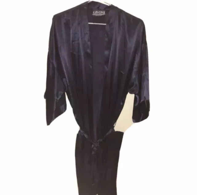 Vintage Givoni Dressing Gown Dark Navy Blue Size Large