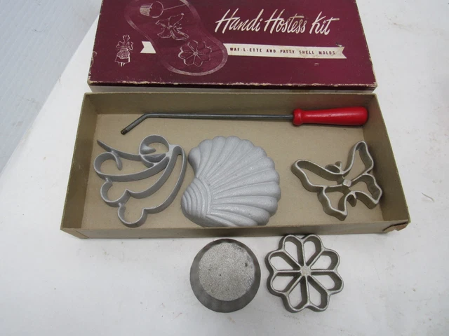 Vintage Bonley Handi Hostess Kit Waf-l-ette Patty Shell Molds Rosette  USA