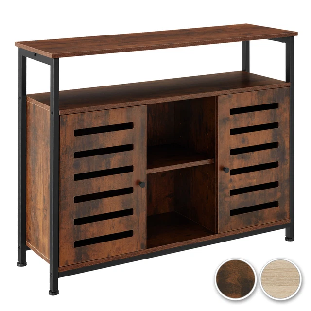 Sideboard Aus Massivholz Kiefer | 110,5x35x117 Cm Kommode Mit 5 Türen | Rustikaler Buffetschrank