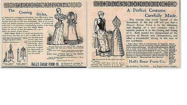 2 Early Halls Bazar Form Co Dressmaking Coming Styles Butterick Fashion Print Ad