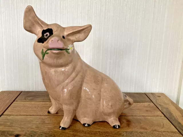 Large ceramic Pig figurine marked made by L Scott 10 inches tall