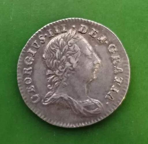 1762 George III Silver Three Pence Coin #2394c