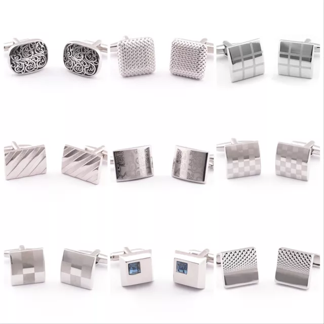 Silver Steel rectangular Novelty cufflinks Sleeve Button Wedding  cufflink