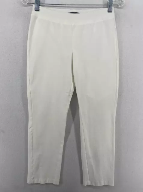 EILEEN FISHER Pants PP Washable Stretch Crepe Slim Ankle Pull On White USA