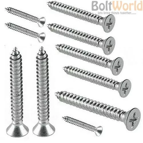 A4 Marine Grade Stainless Steel Countersunk Self Tapping Wood Screws Chipboard