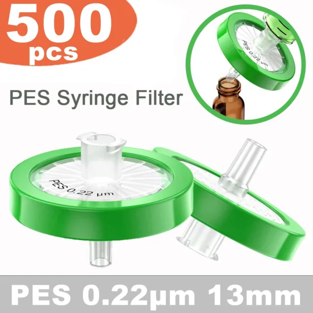 500pcs HPLC Syringe Filter 0.22μm 13mm PES Membrane Non-sterilized LAB Wheel US