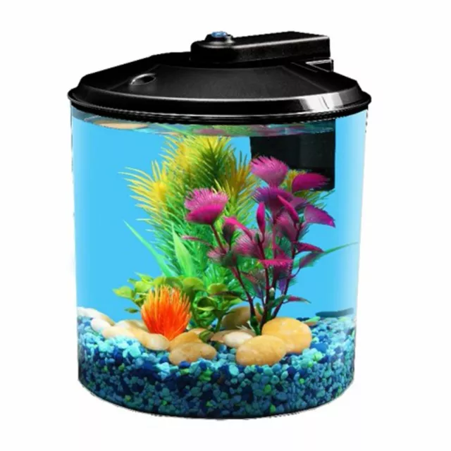 Aquarium Kit LED Lighting Internal Filter 1.5 Gallon Home Office Desk Betta Tank