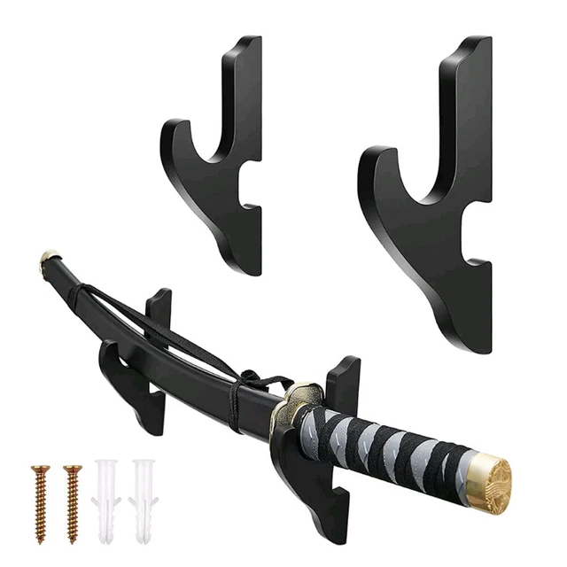 Wall Mount Wooden Sword Stand Holder Sword Hanger Hook Display Rack Adjustable