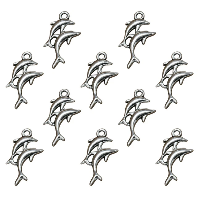 20 pièces alliage Double dauphins pendentif breloques bricolage fabrication de