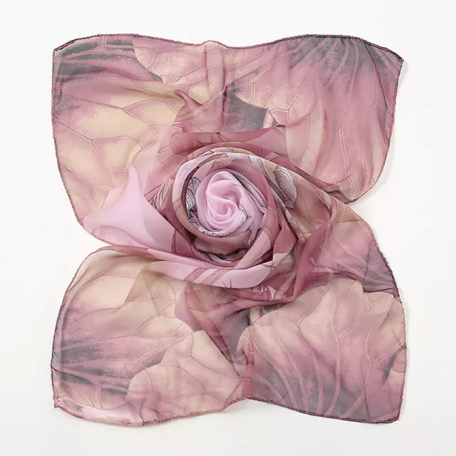 Multiple Color Gradient Color Rose Flower Chiffon Scarf Women Foulard BandaK_