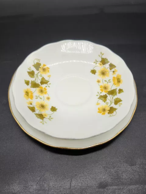 Vintage Queen Anne Saucer Plate Bone China Floral Yellow Gold England