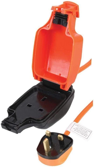PRO ELEC PEL01008 plomo de extensión de manos con enchufe exterior de 1 banda, IP54, naranja,