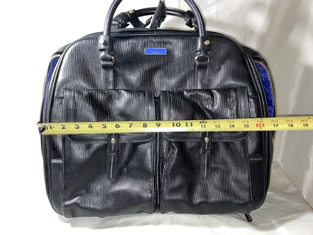 TUMI Luggage Carry-On Black Leather Expandable 2 Wheel Rolling 96103D4