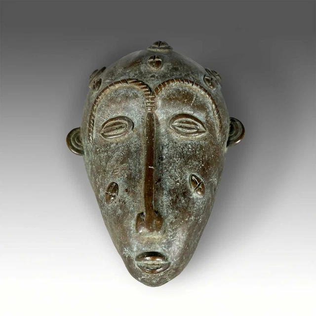 Miniature Family Mask Bronze Lobi People Burkina Faso West Africa 20Th C.