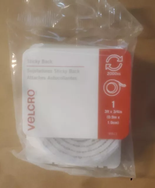 VELCRO Brand Sticky Back Tape Fastener * 3ft x 3/4” Roll * WHITE * NEW