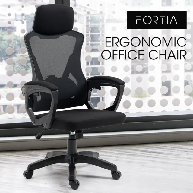 FORTIA Ergonomic Office Chair Desk Home Mesh Computer Black Executive Reclining