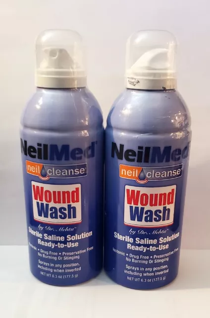 Paquete de 2 soluciones salinas estéril para lavado de heridas NeilMed Neil Cleanse 6,3 oz