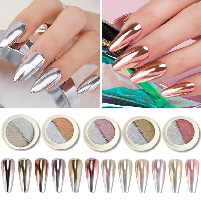 Zweifarbiger Spiegeleffekt-Nagelkunst-Chrom-Metallic-Pulver-Nageldesign-