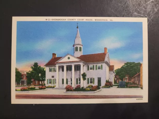 Vintage Linen Postcard Shenandoah County Court House, Woodstock, Virginia A5